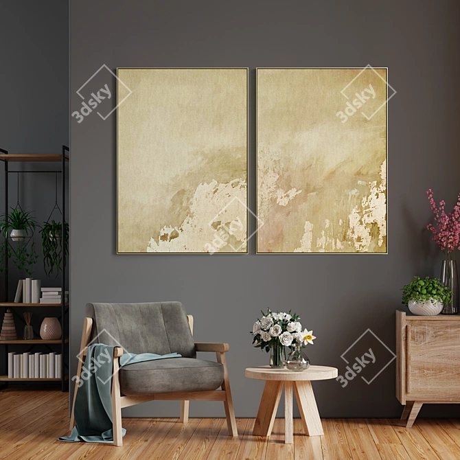 Elegant Frame Collection: Set of 2 Paintings - 100x70cm 3D model image 4