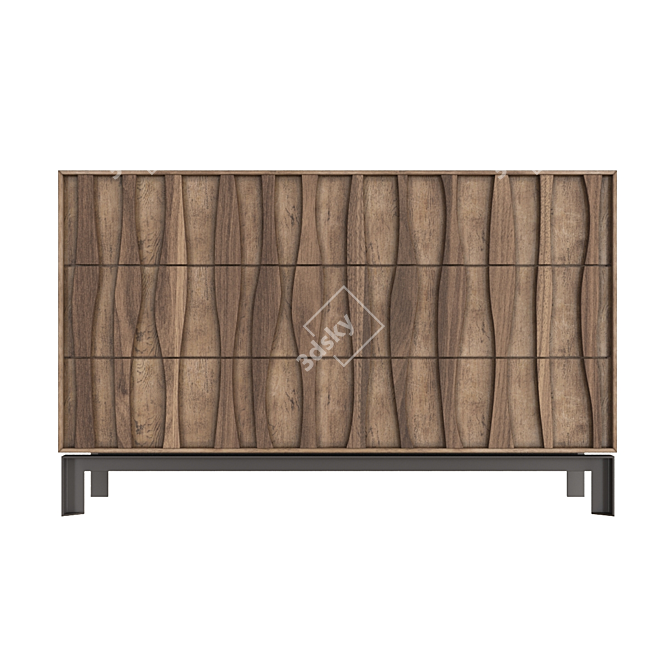 Elegant Walnut Carved Chest: Porada Masai 3D model image 2