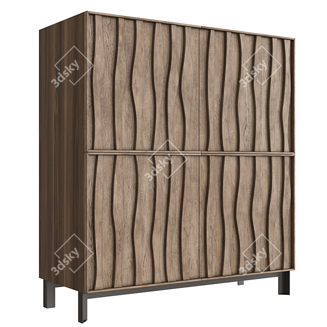 Italian Walnut Bar-Chest: Porada Masai 3D model image 1