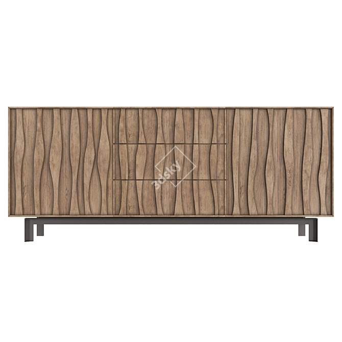 Italian Walnut Carved Design Sideboard Chest 3D model image 2