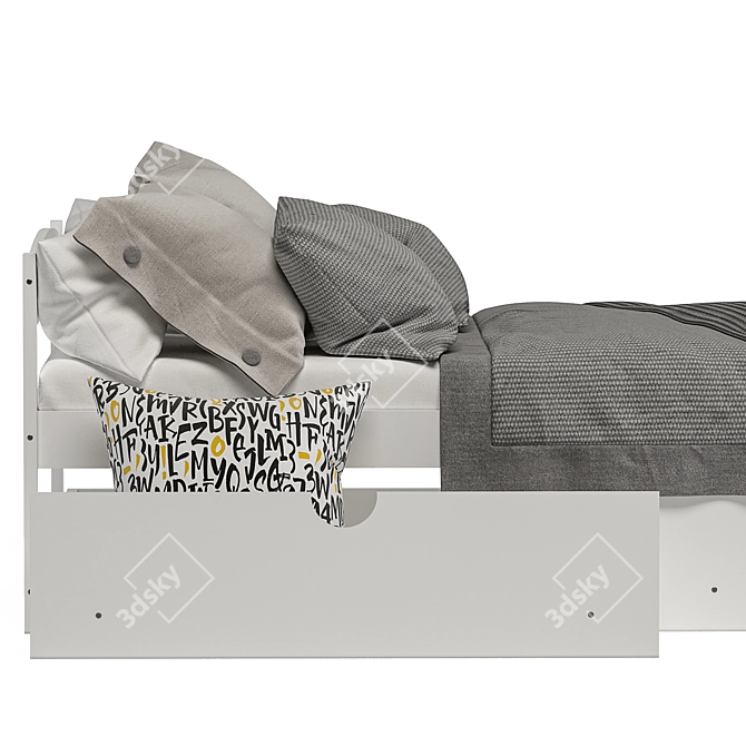 Harper & Bright Twin Bed with Drawers - Stylish and Functional 3D model image 5