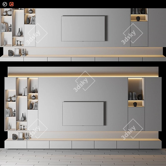 Sleek TV Wall Unit: Modern Design 3D model image 2