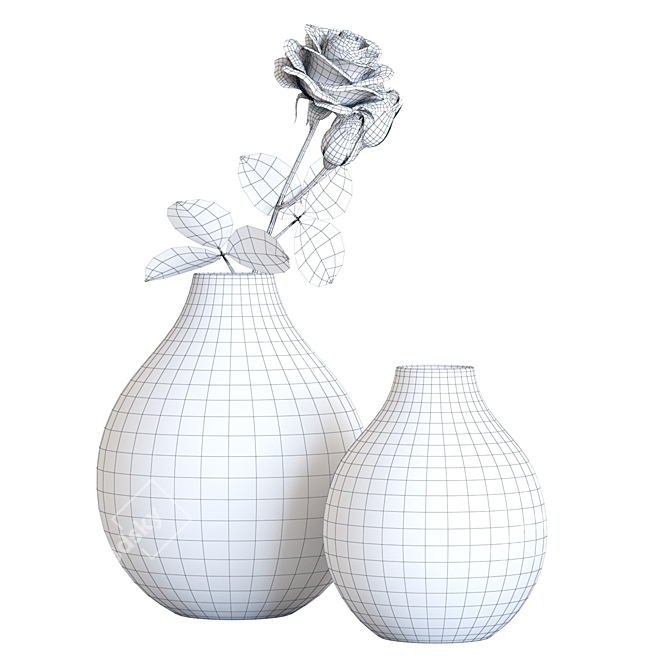 Elegant Bringham Vases with Rose 3D model image 2