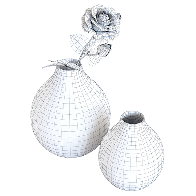 Elegant Bringham Vases with Rose 3D model image 6