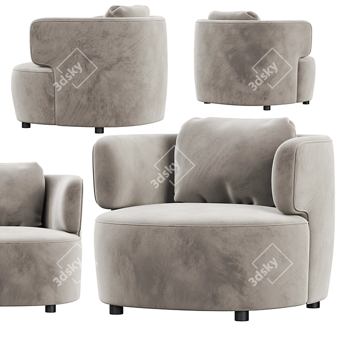 Sleek Modern Elain Armchair 3D model image 3