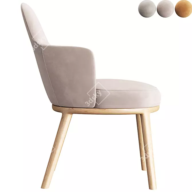 Elegant Armrest Chair: Lucylle 3D model image 4