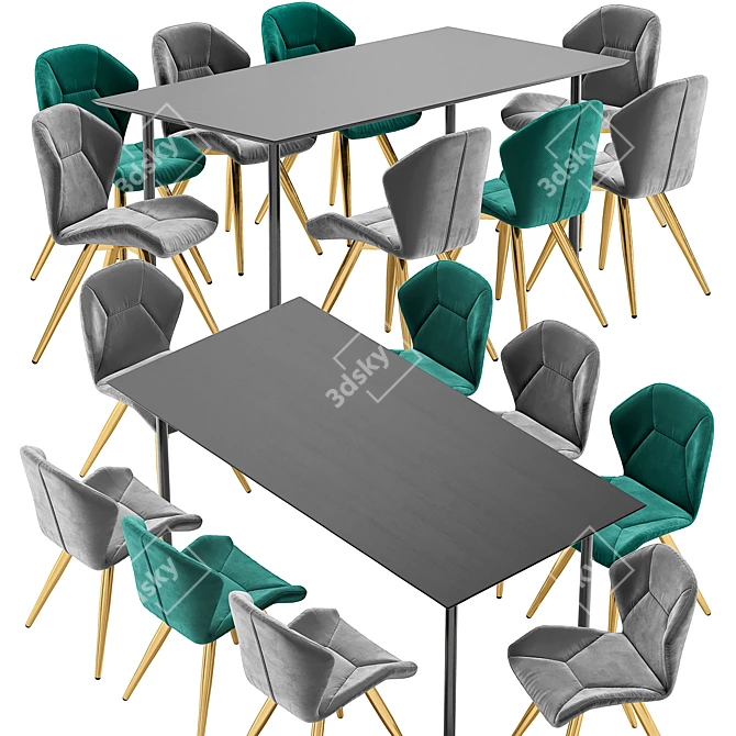 Modern Viva Chair and Ravello Table Set 3D model image 3