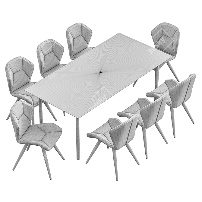 Modern Viva Chair and Ravello Table Set 3D model image 6