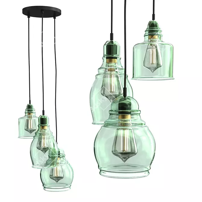 Paxton Glass Pendant - Multi-Light Contemporary Elegance 3D model image 1