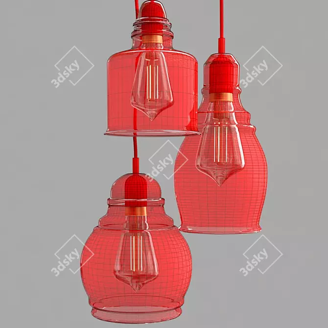 Paxton Glass Pendant - Multi-Light Contemporary Elegance 3D model image 2