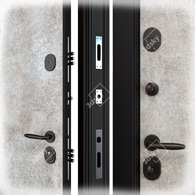 Modern HPL Metal Entrance Door 3D model image 2