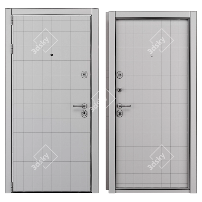 Modern HPL Metal Entrance Door 3D model image 4