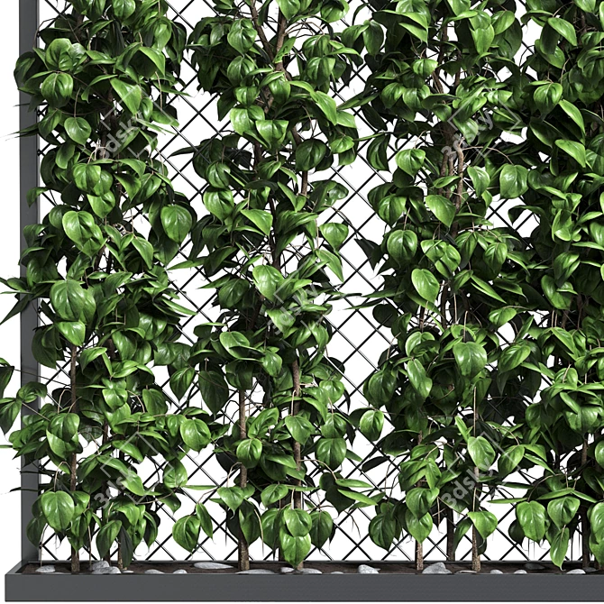 Outdoor Metal Vase with Fence & Ivy 3D model image 2