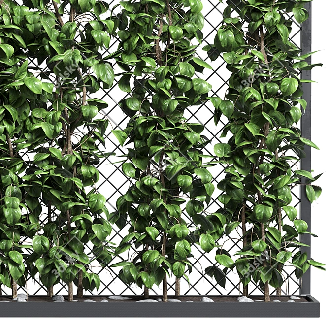 Outdoor Metal Vase with Fence & Ivy 3D model image 3