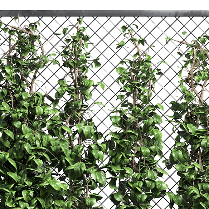 Outdoor Metal Vase with Fence & Ivy 3D model image 4