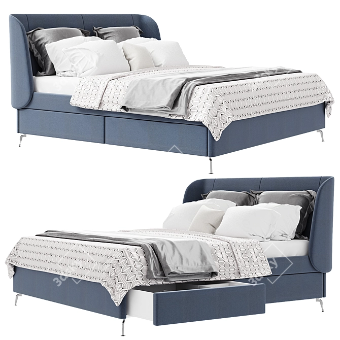 Sleek Storage Solution: IKEA Tufjord Bed 3D model image 1