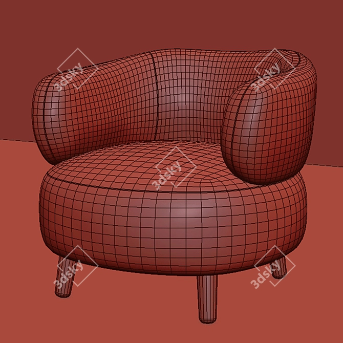 Luxurious Grey & Beige Luisa Armchair 3D model image 6