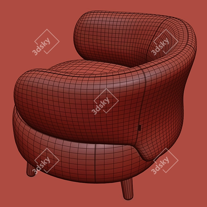 Luxurious Grey & Beige Luisa Armchair 3D model image 7