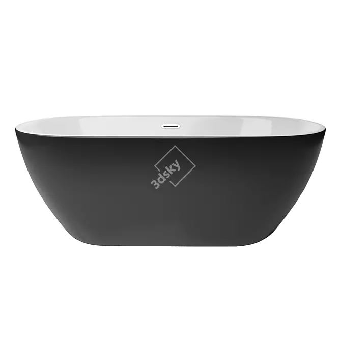 Sleek Modern Black Bathtub 3D model image 1