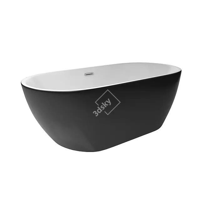 Sleek Modern Black Bathtub 3D model image 2