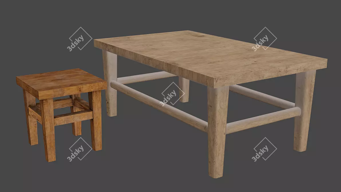 Versatile Stool Table Combo 3D model image 1