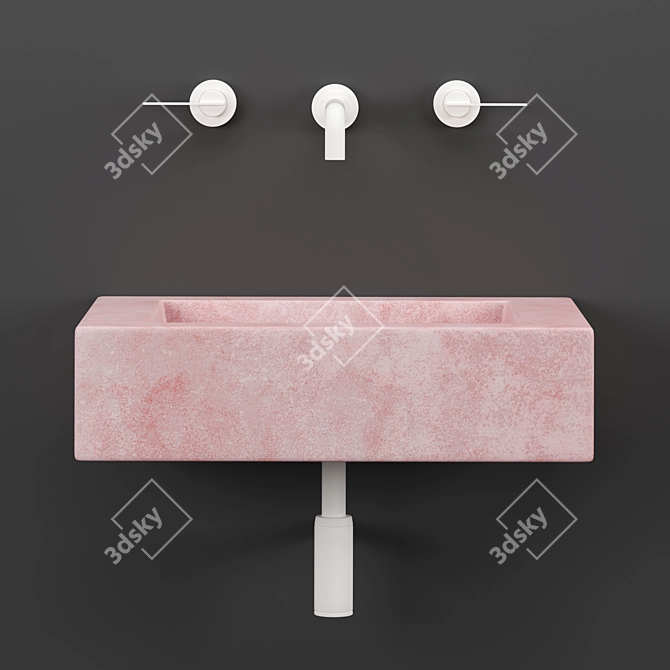 Compact Pink Bathroom Sink 3D model image 1