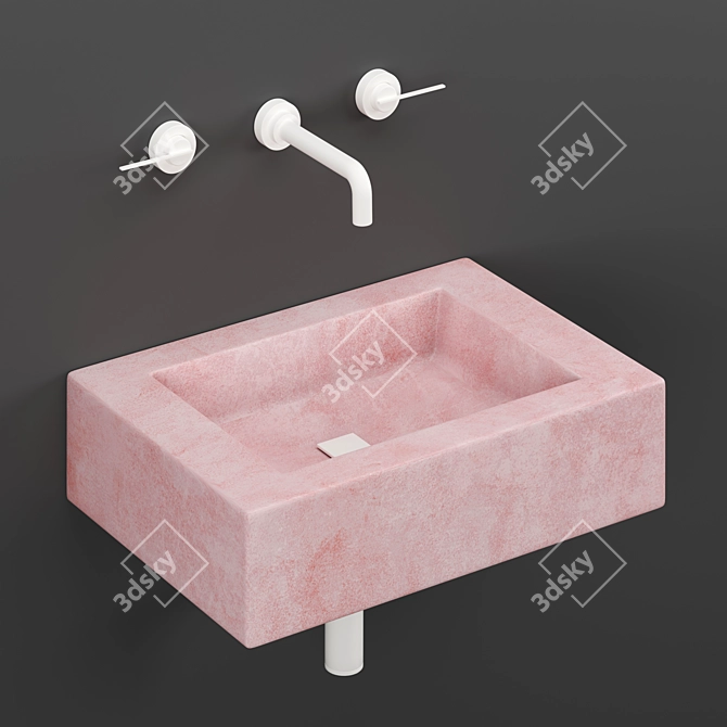 Compact Pink Bathroom Sink 3D model image 2