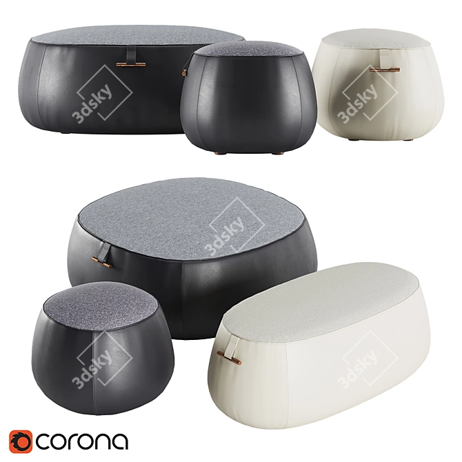 Elegant Logam Poufs - Versatile Sizes 3D model image 1