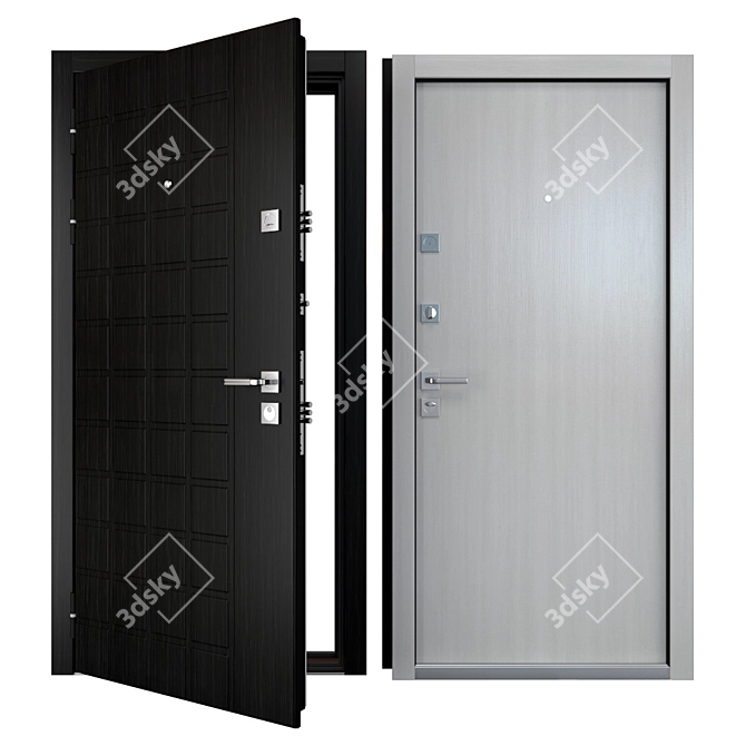 Sleek Modern Entry Door - PBR-Compatible 3D model image 1