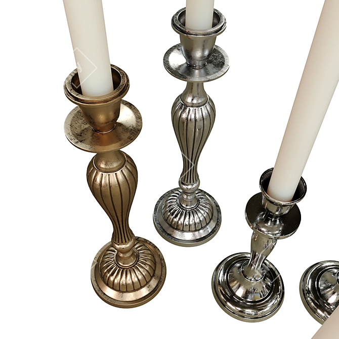 Elegant Candle Holders Set 3D model image 3