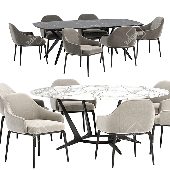  Stylish Sila Dining Set 3D model image 1