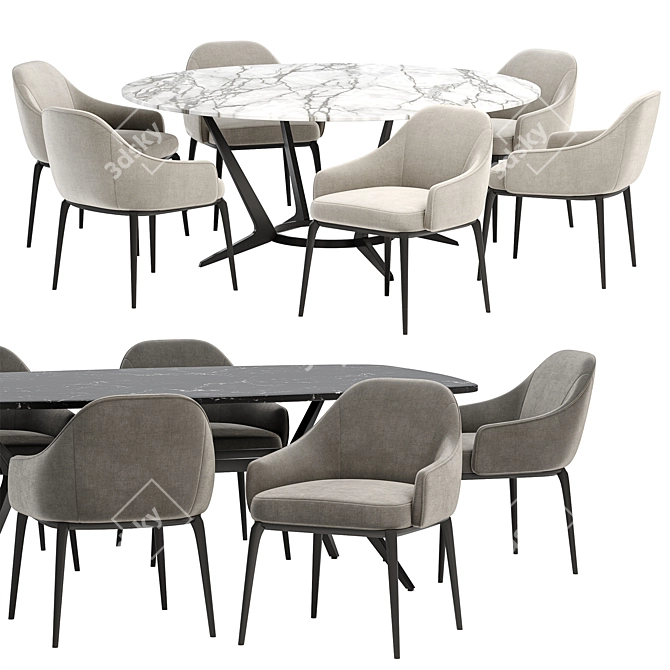  Stylish Sila Dining Set 3D model image 2