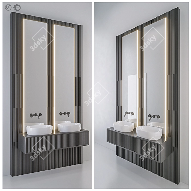 Title: Modern Bathroom Set in 4 Finishes 3D model image 2