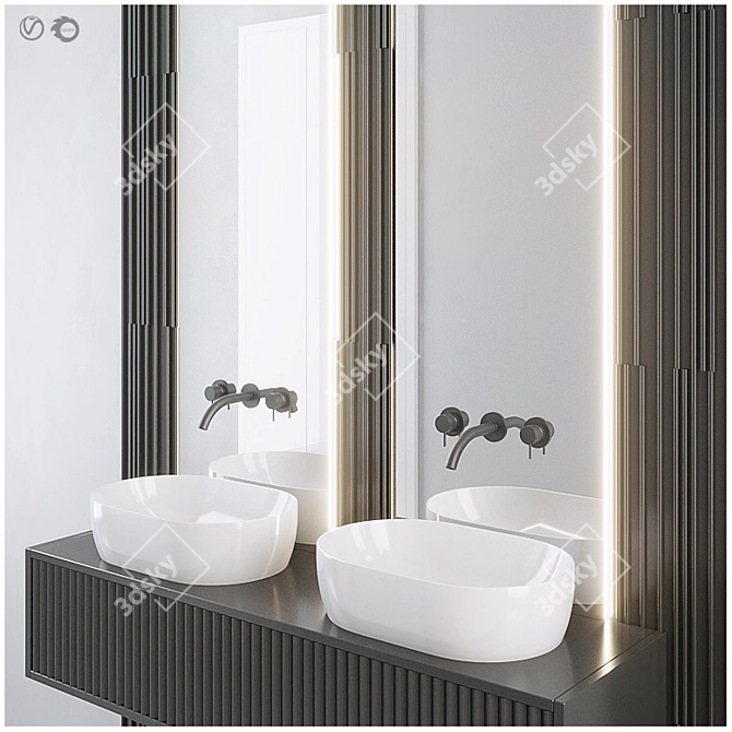 Title: Modern Bathroom Set in 4 Finishes 3D model image 3