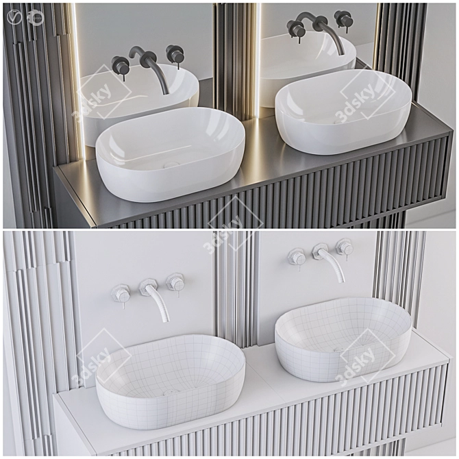 Title: Modern Bathroom Set in 4 Finishes 3D model image 4