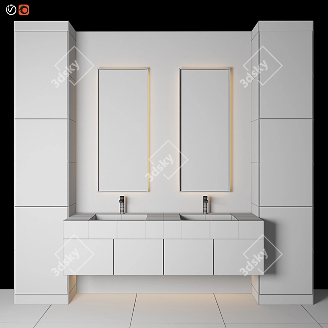 Elegant Blue Marble Bathroom 3D model image 2
