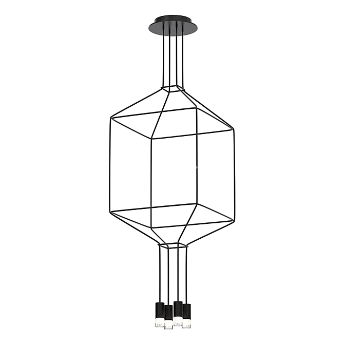 VIA Wireflow Chandelier: Modern LED Suspension 3D model image 1