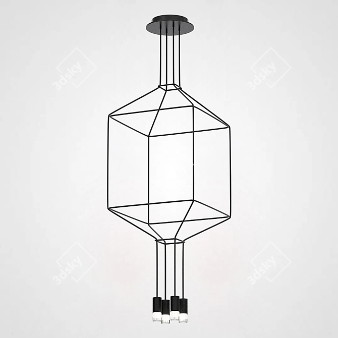 VIA Wireflow Chandelier: Modern LED Suspension 3D model image 2