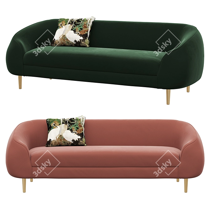 Modern Trudy 3-Seat Sofa 3D model image 1
