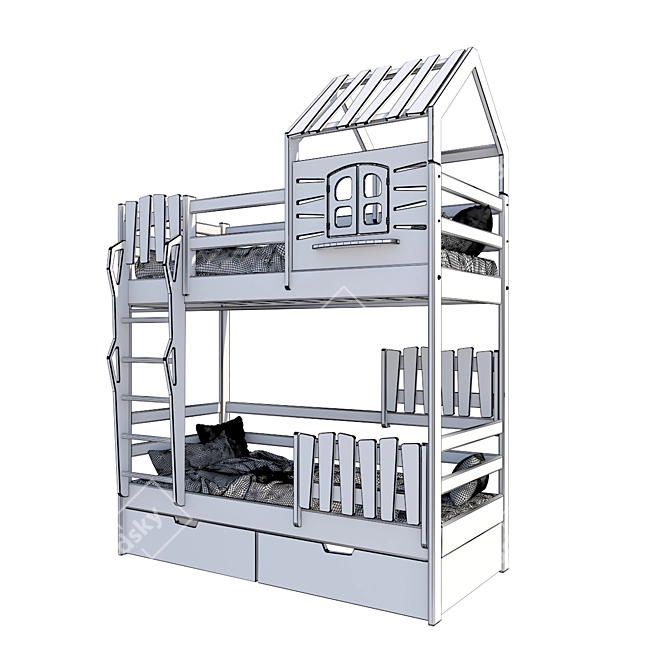 Two-Story Country Bed House 3D model image 2