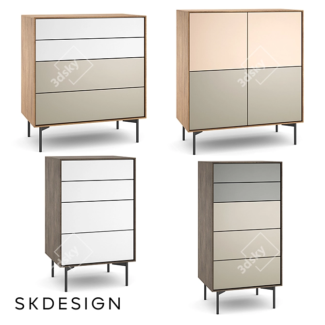 Elegant Borge Chest of Drawers - Stylish Storage Solution 3D model image 1