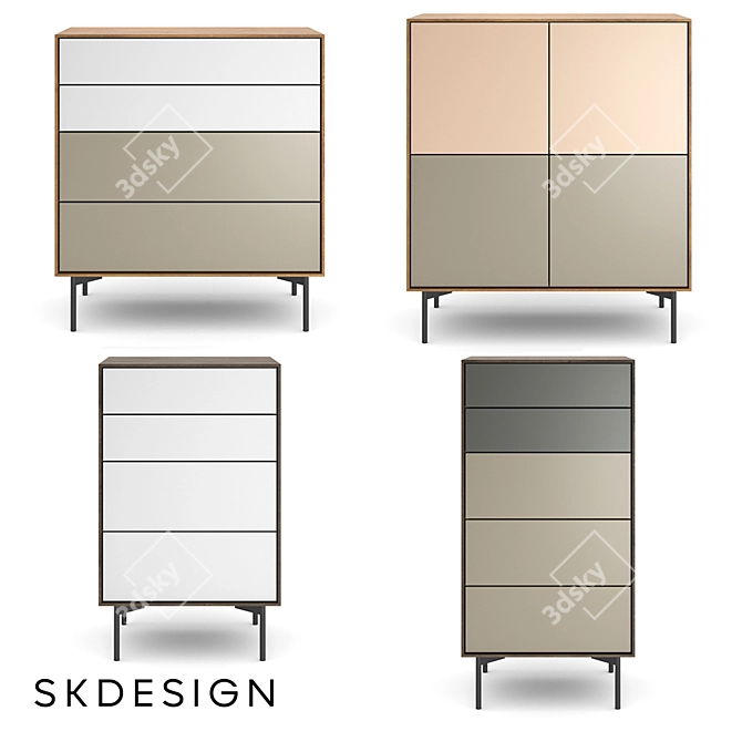 Elegant Borge Chest of Drawers - Stylish Storage Solution 3D model image 2