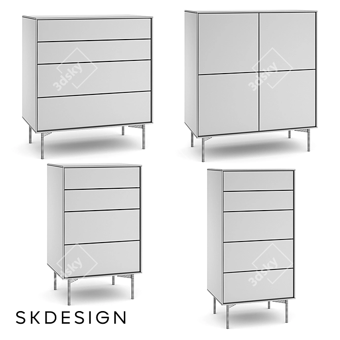 Elegant Borge Chest of Drawers - Stylish Storage Solution 3D model image 3