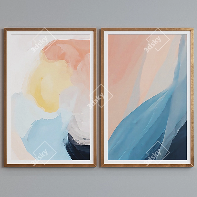 Modern Abstract Picture Frame Set 3D model image 2