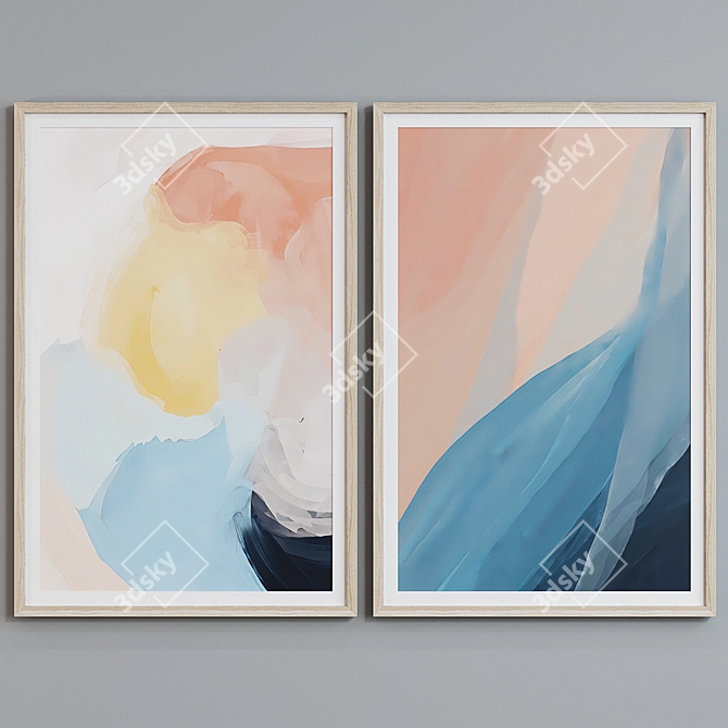 Modern Abstract Picture Frame Set 3D model image 3