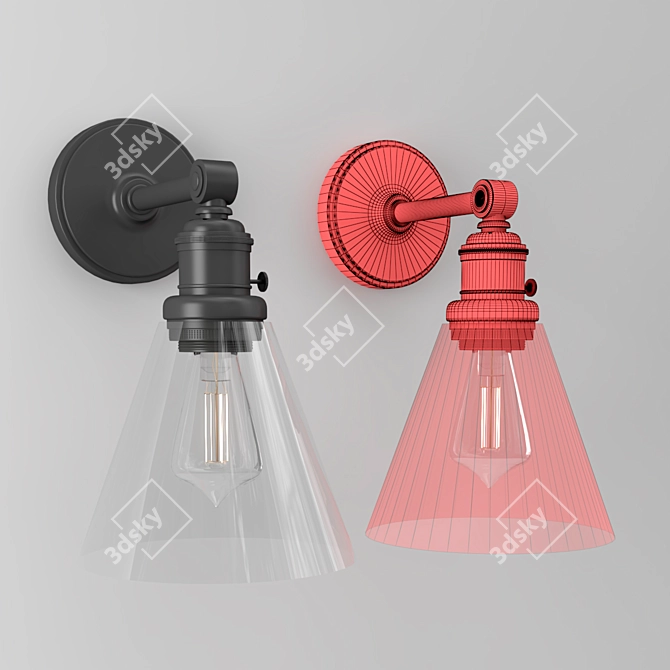 Elegant Flared Glass Sconce 3D model image 2