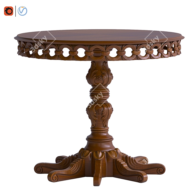 Handcrafted Carved Table 3D model image 1