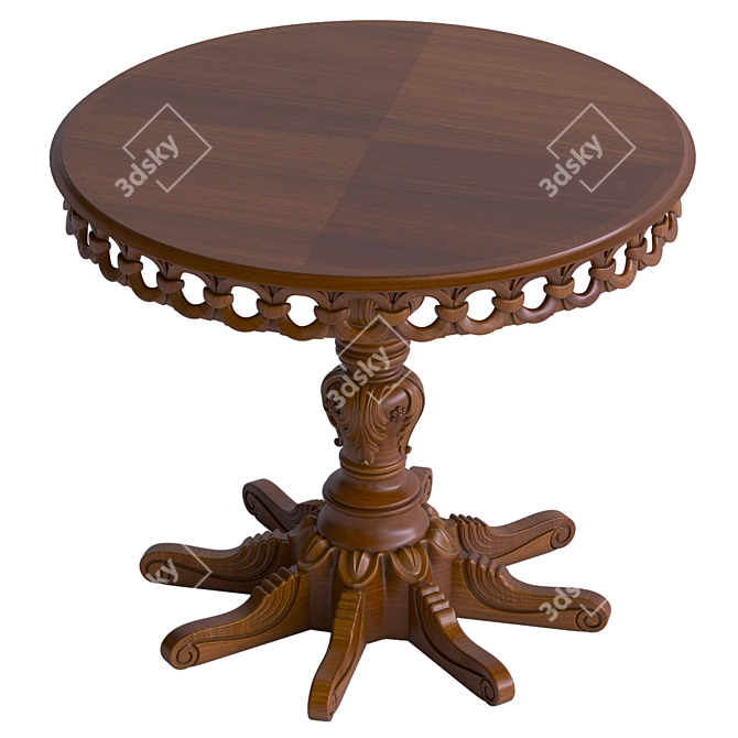 Handcrafted Carved Table 3D model image 2