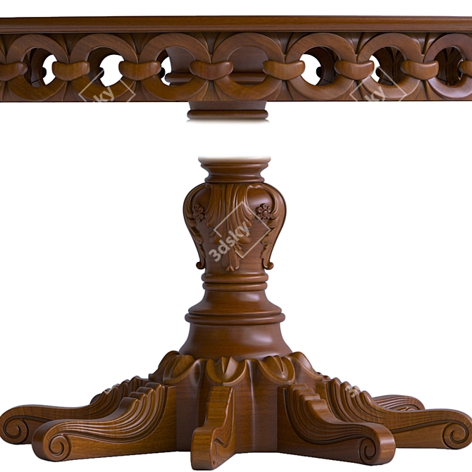 Handcrafted Carved Table 3D model image 3