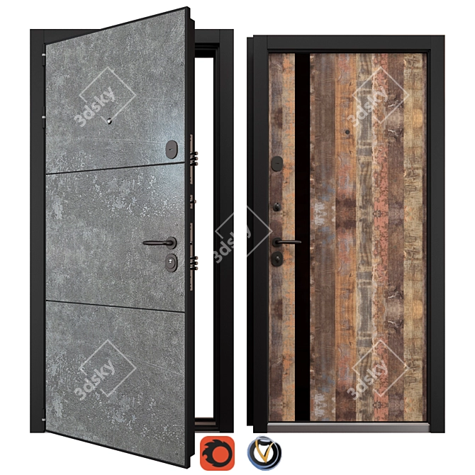 Newest NT HPL 2: Secure Entrée Metal Door 3D model image 1